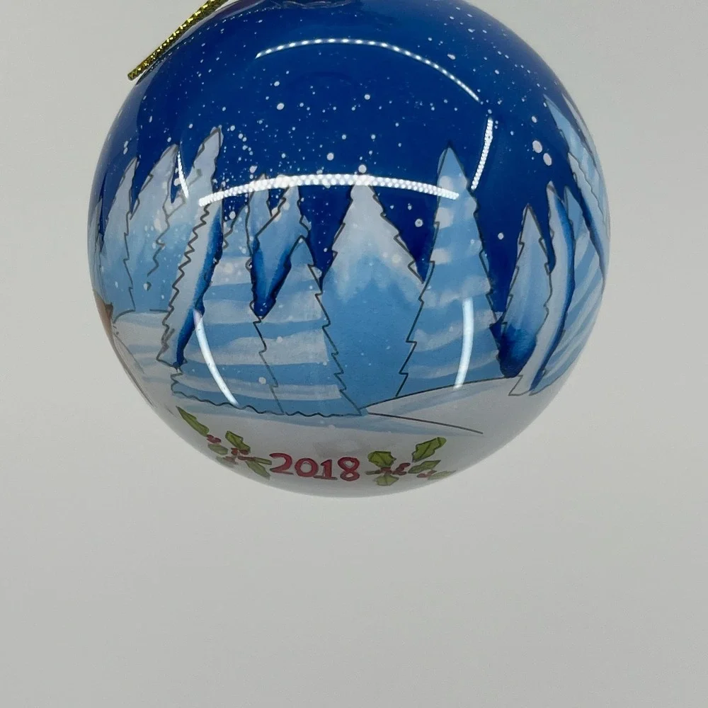 Pier 1 Li Bien Leaping Deer Ornament 2018 Hand Painted Glass Christmas Boxed